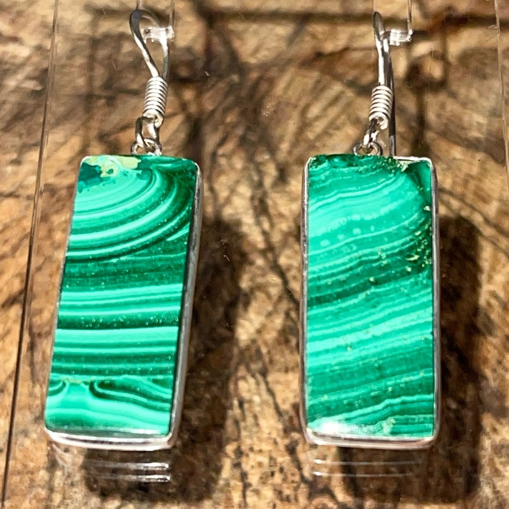 Green Malachite Earrings 1 1/2” - Picture 13 of 14